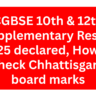 CGBSE 10th-12th Supplementary Result 2025 declared