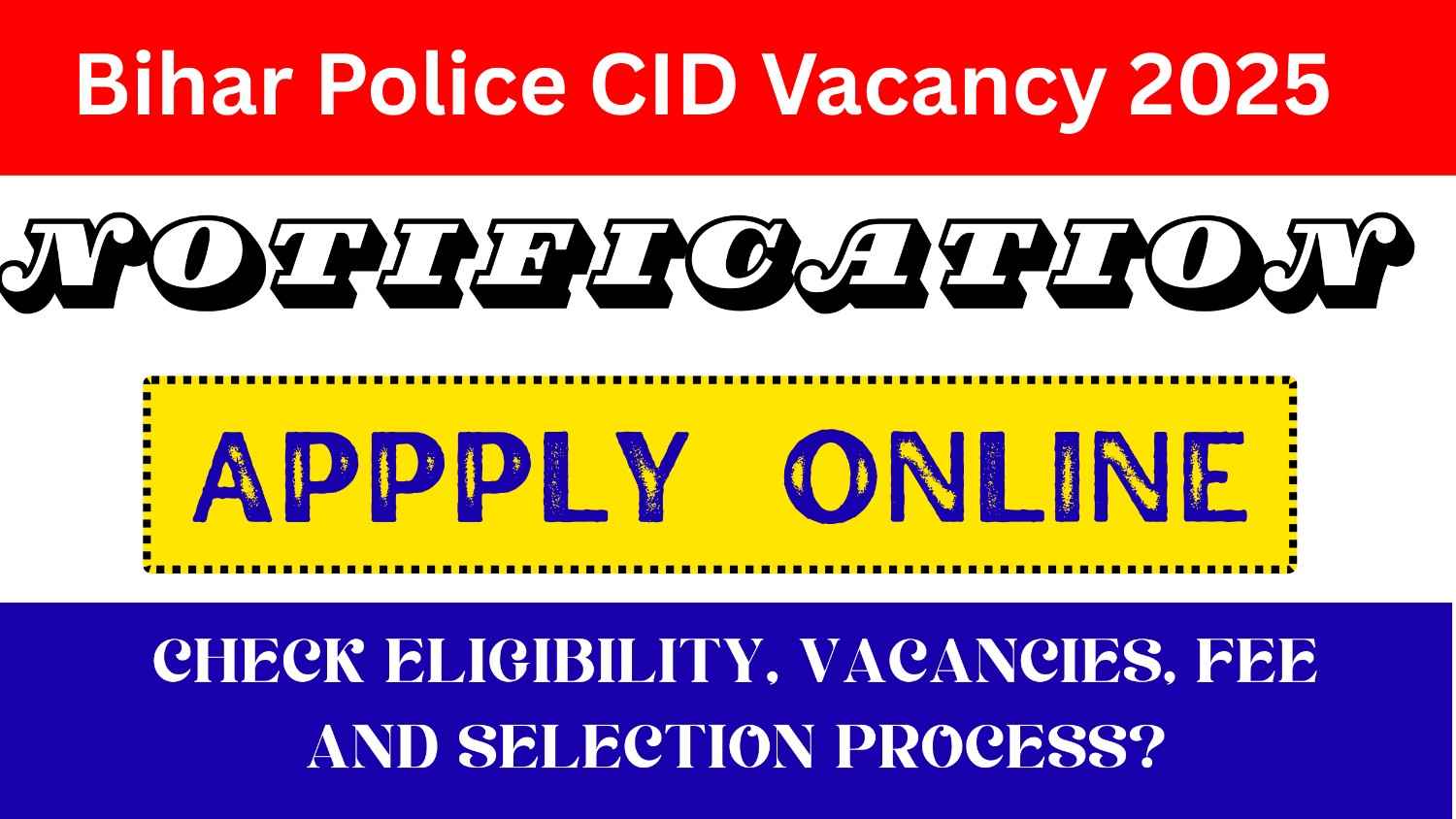 Bihar Police CID Vacancy 2025 : How to Apply Online For Bihar Police CID Check Eligibility, Vacancies, Fee and Selection Process?