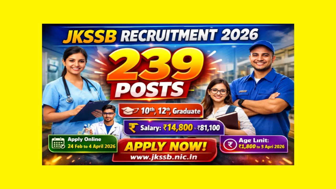 JKSSB Recruitment 2026 : 239 पदों पर ऑनलाइन आवेदन करें